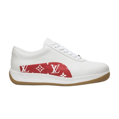 supreme x louis vuitton monogram red shoes